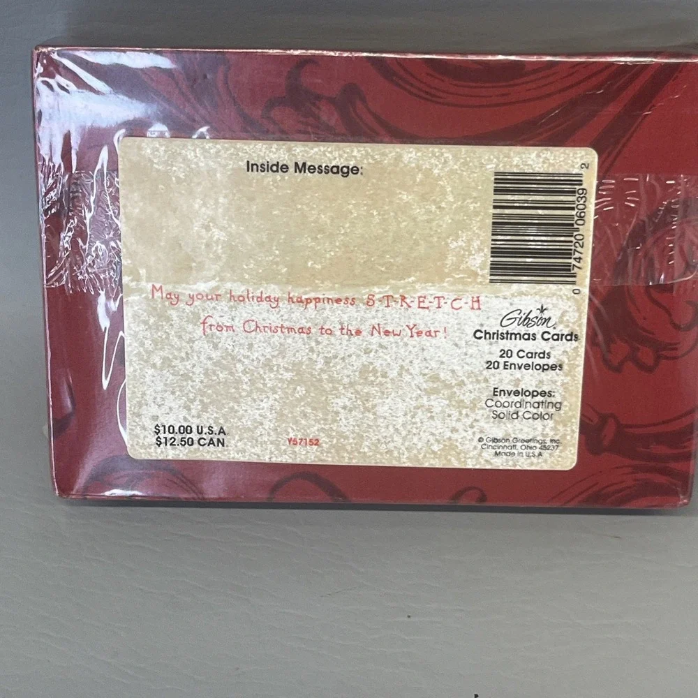 Gibson Santa Workout Vintage Christmas Cards Set of 20 NOS Made in USA Sealed